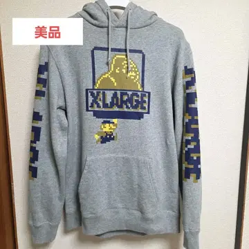 XLARGE 후드 부착 슈퍼 마리오 후드티 그레이