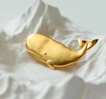 이탈리아제 고래형 금도금 브로치