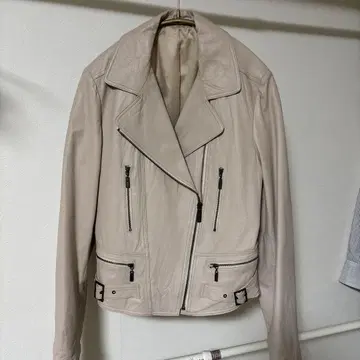 풀 스튜디오 가죽 라이더 자켓 옅은 베이지 M 사이즈