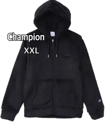 [ Champion ] 보아 플리스 풀 집업 후드티 블랙 size XXL