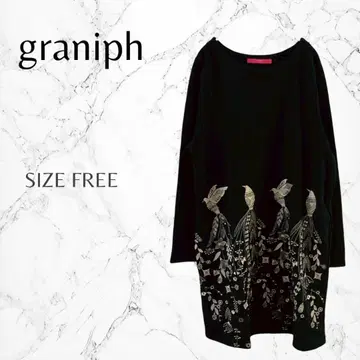 그라니프 프론트 디자인 보타니컬 자수 루즈핏 튜닉 프리