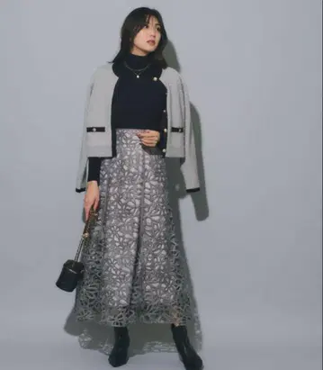 [새상품급] 마이 스트라다*알리사 라메 레이스 스커트