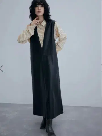 프로 provoke 인조 가죽 원피스 블랙