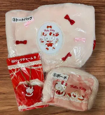 산리오 당첨복권 헬로키티 토트백 파우치 참 3종 세트