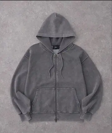 그레이 플리스 집업 후드티