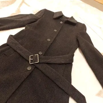 울 혼방 다크 그레이 롱 코트