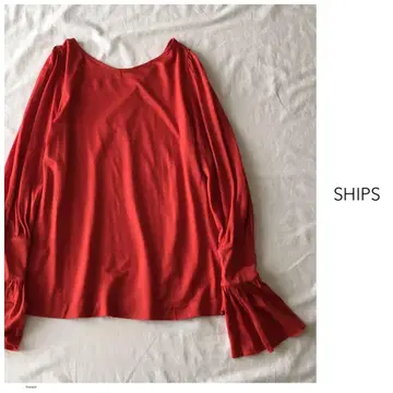 SHIPS 카쥬 [세탁 가능] 볼륨 소매 디자인 상의 빨간색