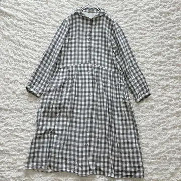 사만사 모스모스 깅엄 체크 코튼 셔츠 원피스 프리 사이즈