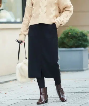 르쿨르 블랑 하이웨스트 포켓 타이트 스커트