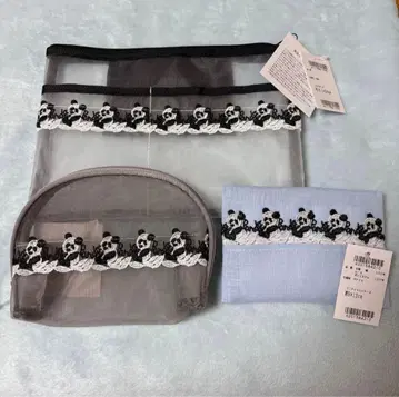 미사용 새상품 긴자와 레이스 팬더 메쉬 파우치 티슈 케이스 세트