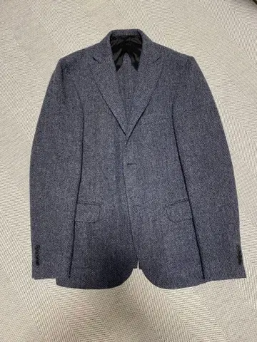 다크 블루 트위드 테일러드 자켓