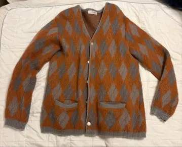 RADIALL 아가일 가디건 오렌지/그레이