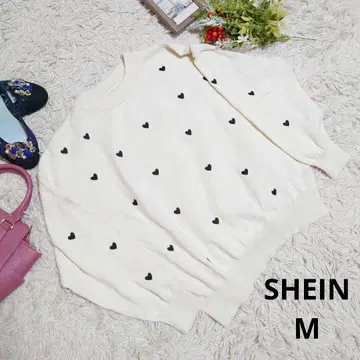 SHEIN 니트/스웨터 (M) 화이트/하트 무늬/걸리시