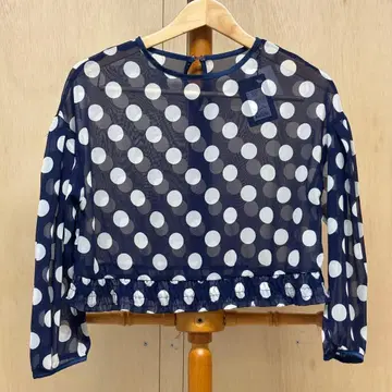 [ Nomine ] 블라우스 긴팔 도트 무늬 시어 원단 [미사용 새상품]