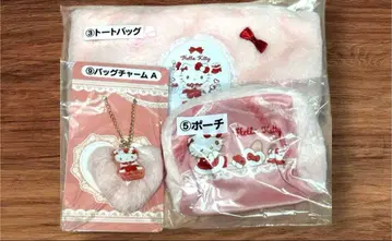 산리오 당첨 복권 헬로키티 토트백 파우치 참 3종 세트