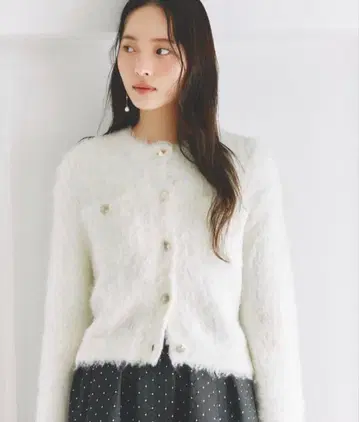 모헤어 샤기 니트 가디건