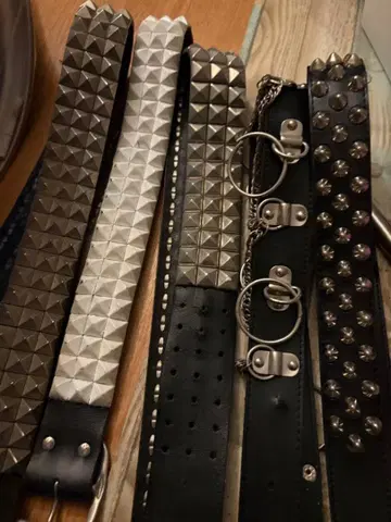 스터드 장식 가죽 벨트 5개 세트