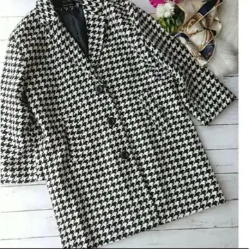 새상품급! PRIVATEBEANH 임팩트 하운드투스 체크 롱 코트