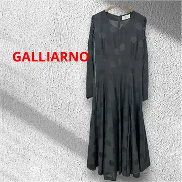 GALLIARNO 도트 무늬 롱 원피스 코르셋 슬리브 리본