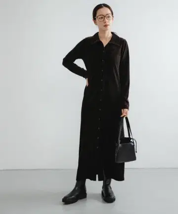 벨루어 셔츠 칼라 원피스