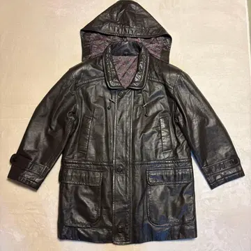 가죽 자켓 블랙 소가죽 안감 올 패턴 후드 부착