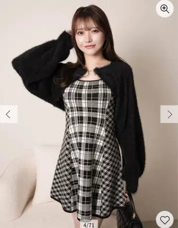 LIP SERVICE 페더 체크 앙상블 원피스