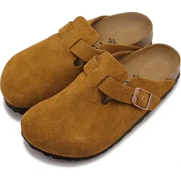 BIRKENSTOCK 브라운 스웨이드 클로그 샌들