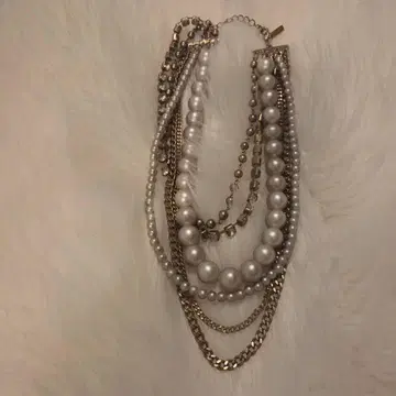 6연 멀티 레이어 목걸이 그레이