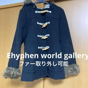 Ehyphen world gallery 퍼 달린 더플 코트 블랙