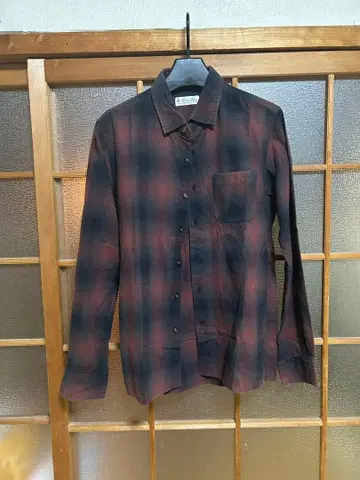 나노 유니버스 빨검 옴브레 체크 긴팔 셔츠