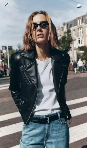 ZARA 블랙 인조 가죽 라이더 L