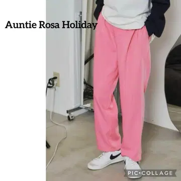 [ 즉시 완판 ] 안티로자 홀리데이 슬랙스 허리밴딩 핑크 슬림 레그 M