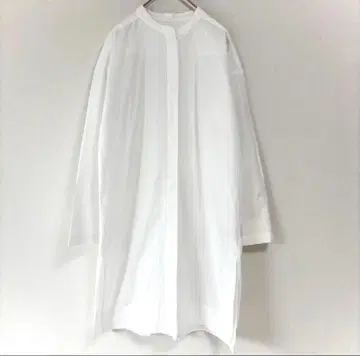 플레인피플 롱 셔츠 원피스 화이트 긴팔 코튼