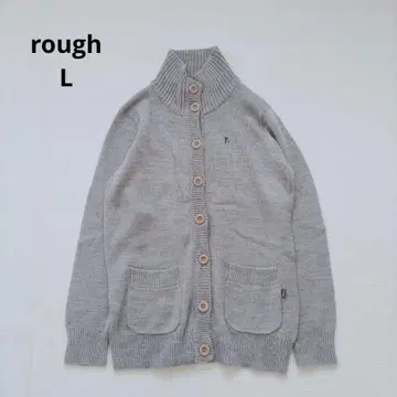 러프 그레이 버튼 가디건 캐주얼 하이넥