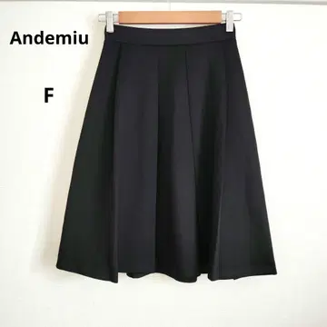 Andemiu 플레어 스커트 앞 지퍼 블랙 F 심플
