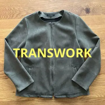 트랜스워크 스웨이드 느낌 노카라 자켓 올리브 카키