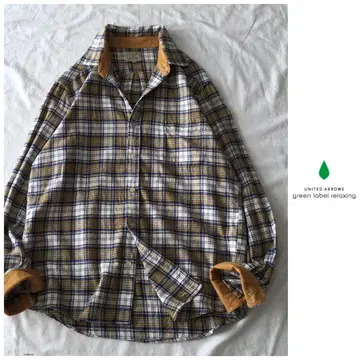 유나이티드 애로우즈 [세탁 가능] 기모 배색 체크 셔츠 블라우스