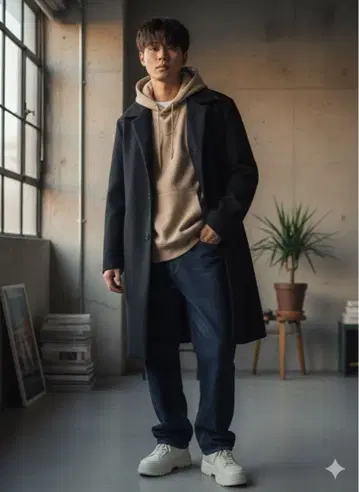 ZARA 체스터 코트 블랙 M