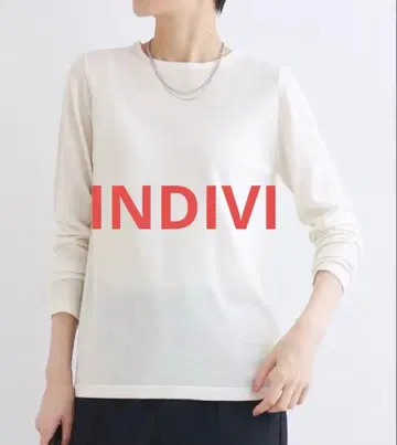 INDIVI 인디비 하이 게이지 니트 심플 울 화이트