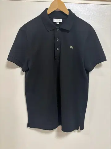 LACOSTE 블랙 피케 셔츠 슬림핏 FR 6 US L