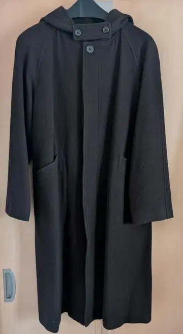 남성용 후드 부착 롱 코트 다크 브라운