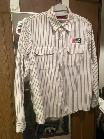 레이싱 스트라이프 긴팔 셔츠 일본제 포켓 부착