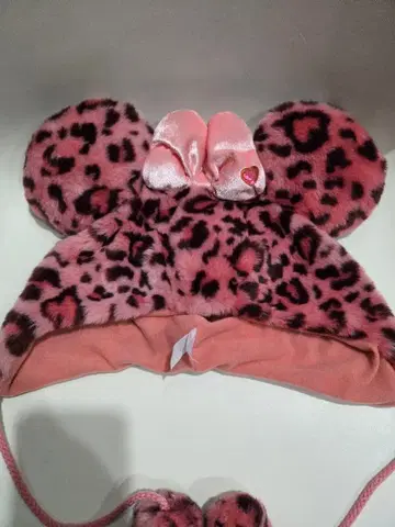 도쿄 디즈니 리조트 미니 팬캡 핑크 표범 무늬