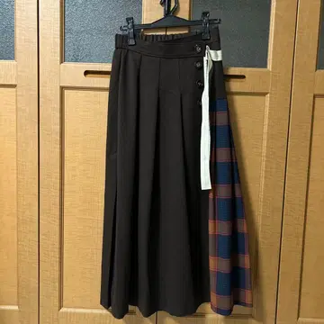 스콧 클럽 FENNEL 브라운 롱 스커트 체크 무늬