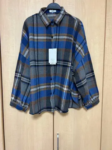 택 포함 새상품 시마무라 nozomi 체크 셔츠 블루 L