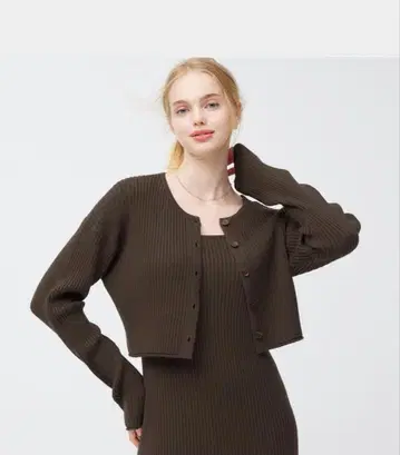 GU 멀티 웨이 리브 니트 원피스 다크 브라운 리브 니트 셋업