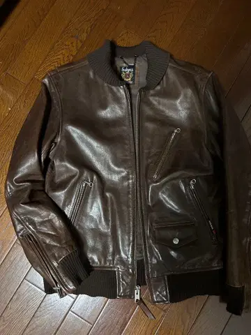 Schott 샷 플라이트 자켓 브라운 가죽 플라이트 자켓