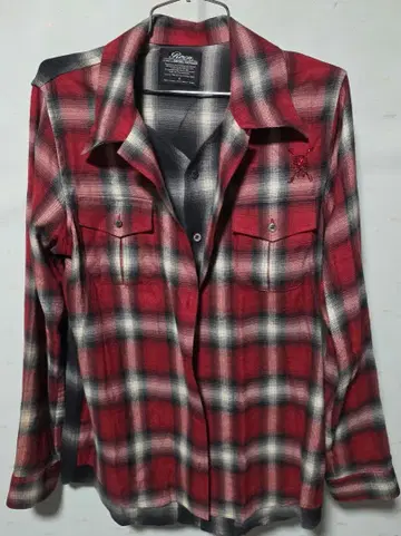 로엔 Roen 히로무 타카하라 스와로브스키 스컬 체크 셔츠 48 L