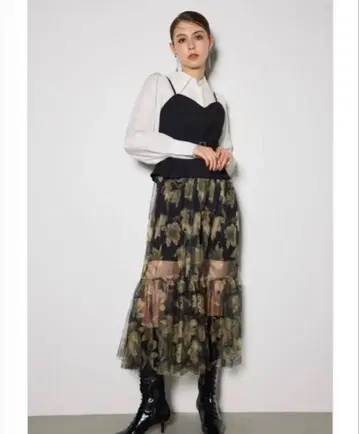 미개봉 새상품 익명 배송 튤 도킹 뷔스티에 패턴 원피스 rienda