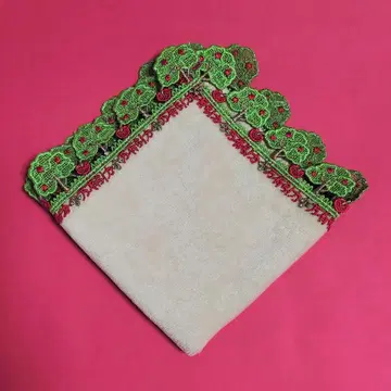 친자와 레이스 만유인력 베이지 택 포함 타월 손수건 사과 사과 사과